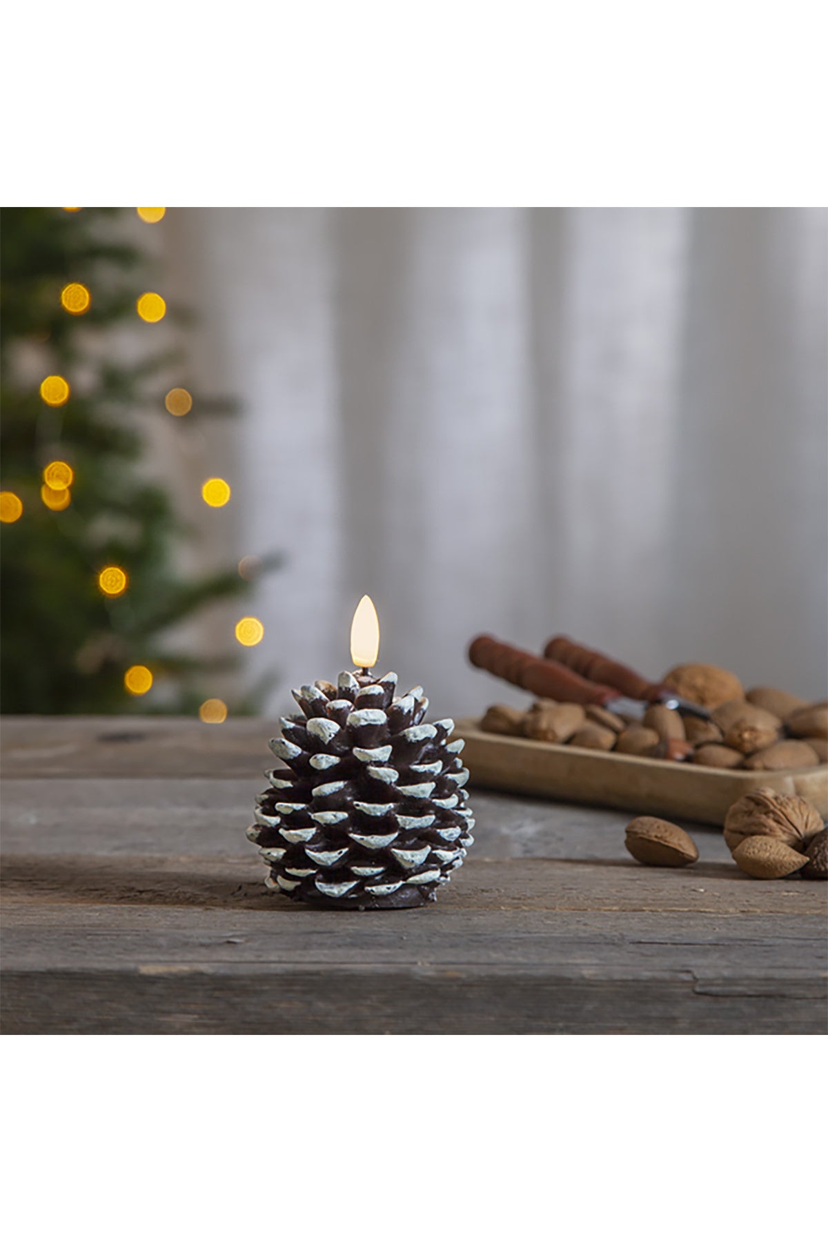 LED Kerze Tannenzapfen mit Batterie und Timer