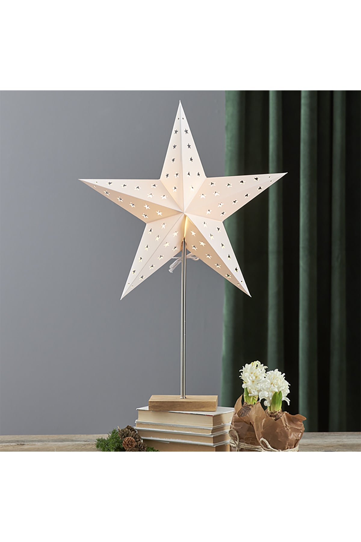 Kombileuchte mit Fuß aus Eiche | 65 cm