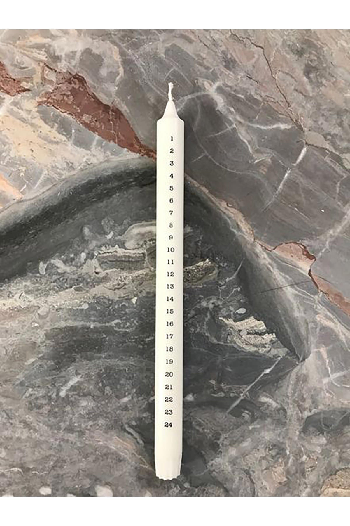 Kerze 24 Tage Advent, 38cm | weiß