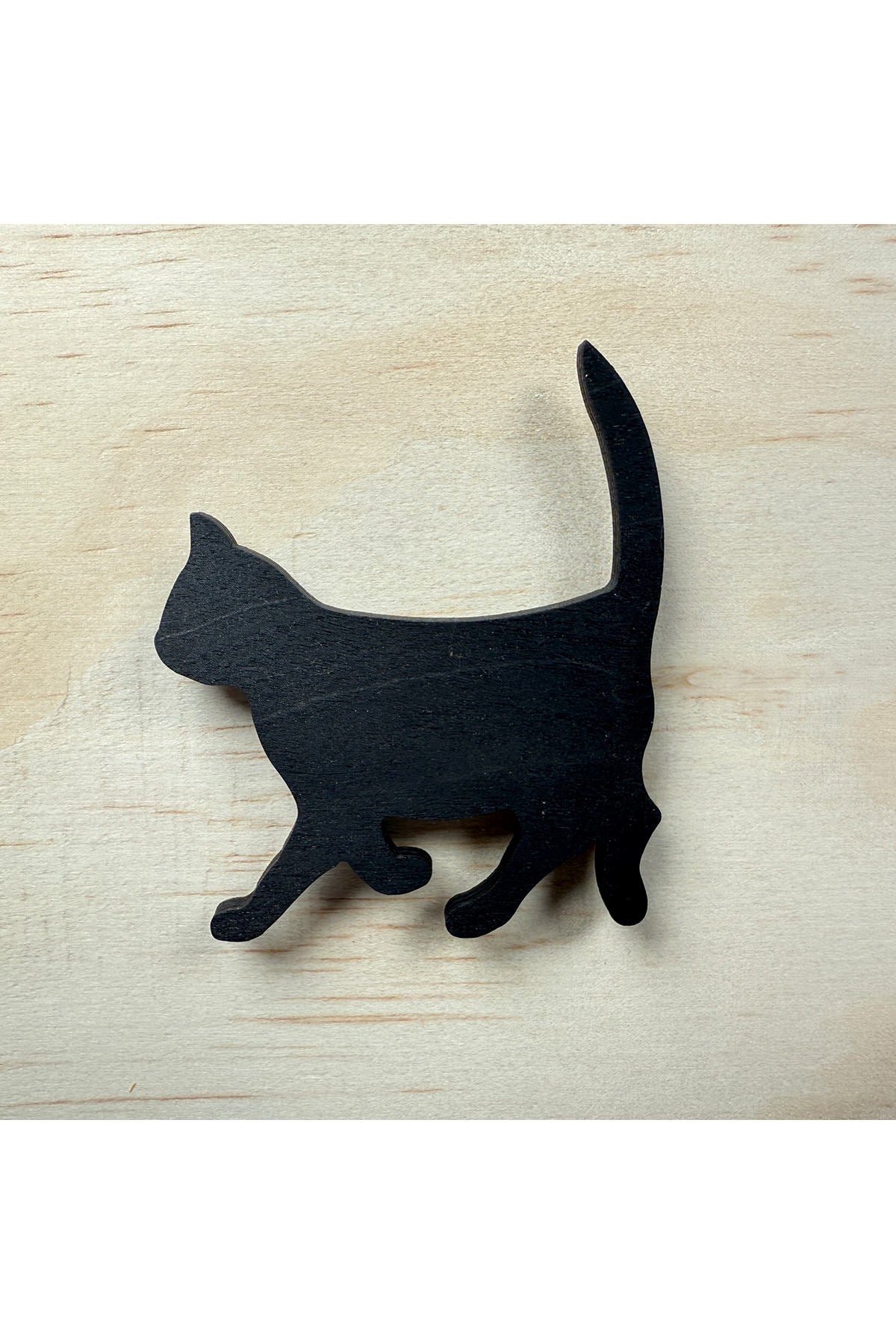 Magnet aus Holz Katze | schwarz, 7 cm