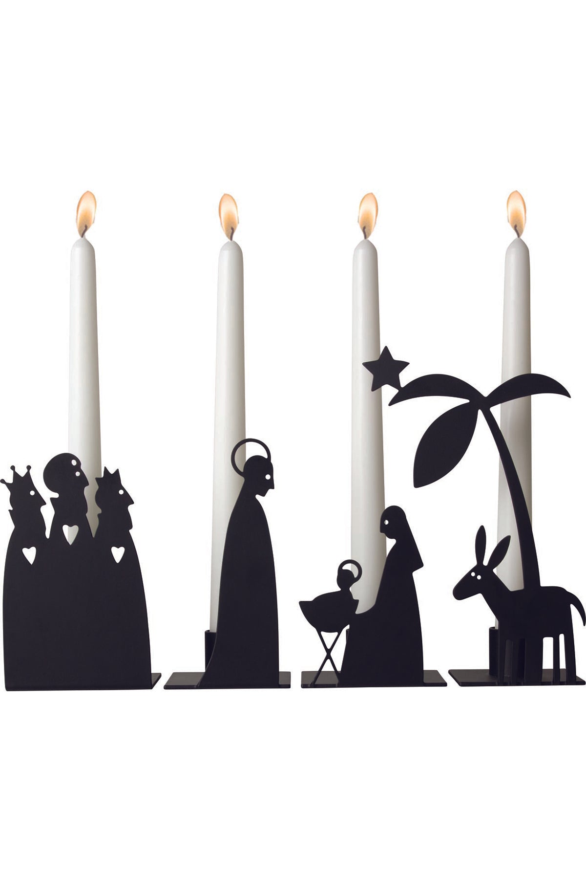 Kerzenhalter Krippe 4 Teile, schwarz | 28 x 17,5 cm