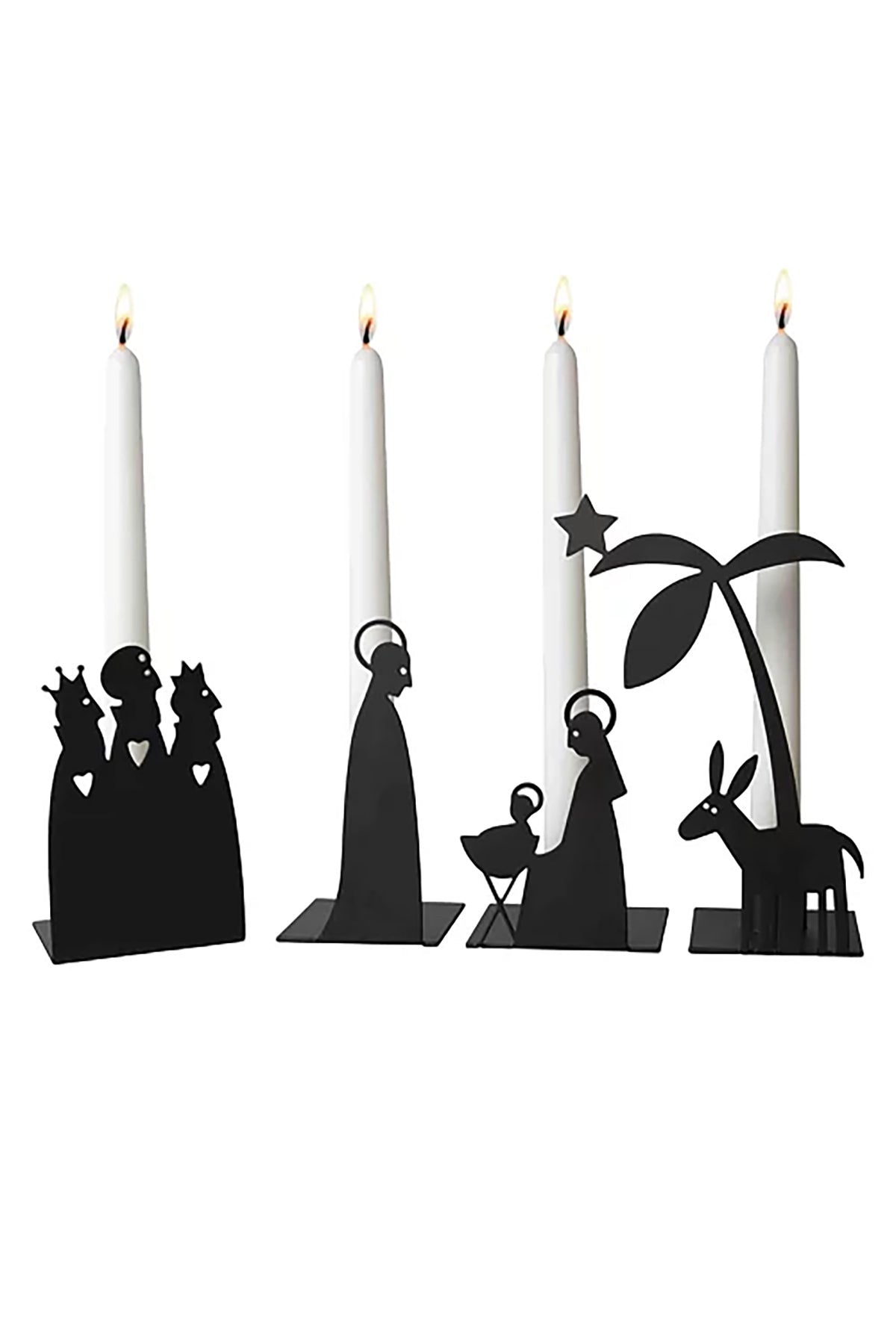 Kerzenhalter Krippe 4 Teile, schwarz | 18 x 6,5 cm