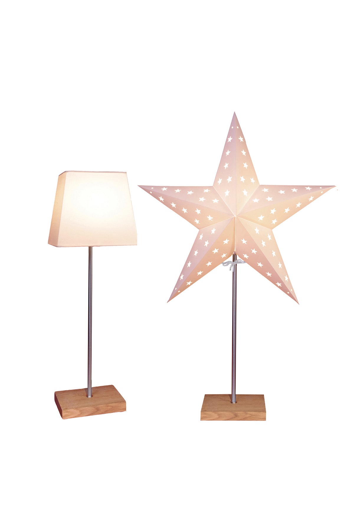 Kombileuchte mit Fuß aus Eiche | 65 cm