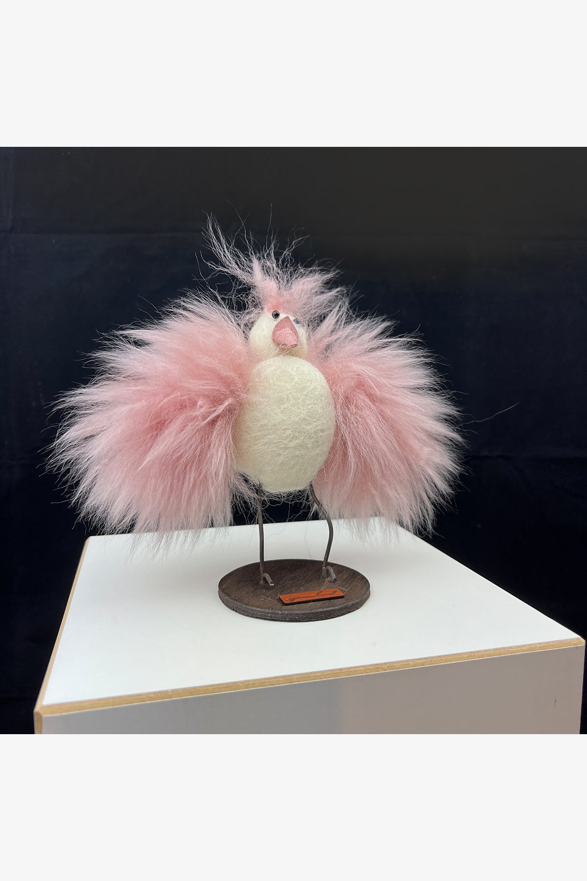 Vogel aus Schafwolle | rosa | 15cm hoch