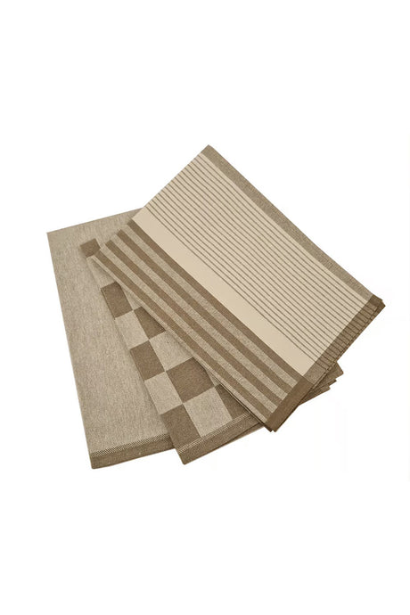 Towel beige border, 47x50, recycled