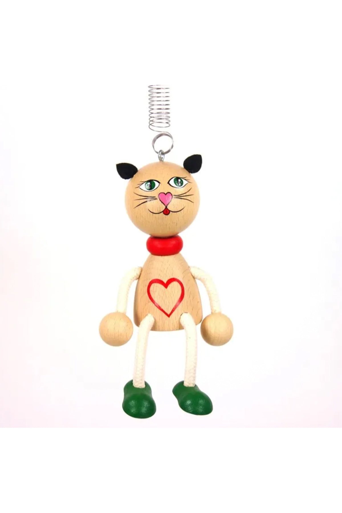 Holzfigur Katze baumelnd