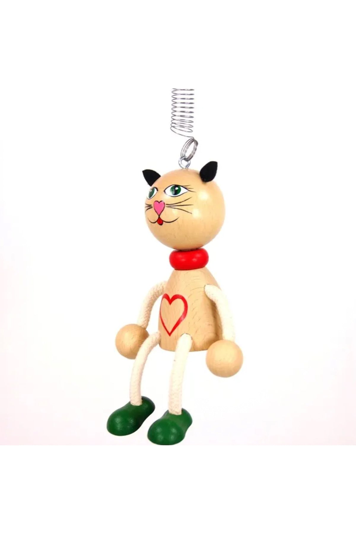 Holzfigur Katze baumelnd