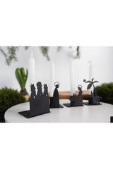 Kerzenhalter Krippe 4 Teile,  schwarz | 18 x 6,5 cm