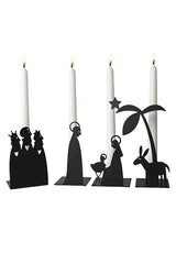 Kerzenhalter Krippe 4 Teile,  schwarz | 18 x 6,5 cm